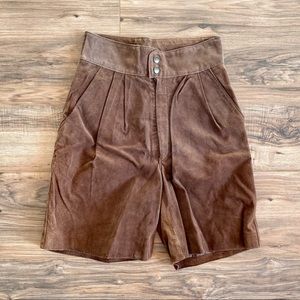 Vintage Brown Leather Suede Shorts
